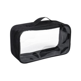 Klmnop Clear Toiletry Bag, Travel Toiletry Bag with Handle Large Opening for Women, Leak-Resistant PVC Clear Toiletry Bags for Traveling Travel Essentials(Black)