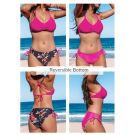 CUPSHE Women's 2 Piece Bikini Set Back Braided Straps with Reversible Bottom,M