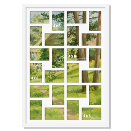 DUENPY 22x32 Collage Picture Frame 4x6 Picture Frames Collage Wall Decor Displays twenty four 4x6 inch Photos Available Horizontal Wall Mounting Display and Vertical White