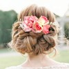 Fangsen Wedding Pink Artificial Rose Flower Floral Comb With Spring