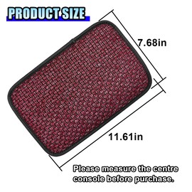 DUSCOKE Car Center Console Armrest Pad, Linen Fabric Auto Armrest Box Protector Cover, 11.6 × 7.7 Inch Vehicle Middle Console Mat, Universal Interior Decoration Accessory for Car, SUV, Truck (Red)