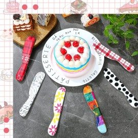 Eaasty 6-Piece Set 6-Inch Plastic Butter Cheese Knife Spreader Colorful Kitchen Tools for Cream Cheese Christmas Kitchen Giftscolor: blue Color