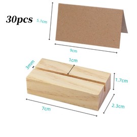 Acrylic 30 Pieces Wooden Card Holder Card Holder Beech Wood Card Holder for Restaurants, Weddings, Banquets, Parties, Celebrations