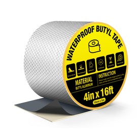 360Tronics Super Waterproof Butyl Tape 4 Inch, 4" x 16ft Super Sticky Aluminum Foil Tape Leakproof Sealant Tape for Metal Roofing, RV Roof Repair, Gutter Leak, Boat, Pipe, Window & Glass Sealing