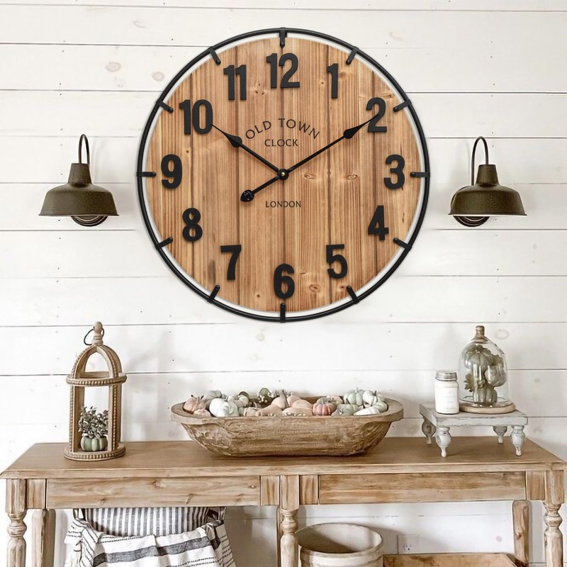 EMAX HOME Large Old Town Farmhouse Wall Clock 24 Inch