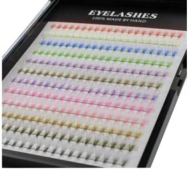 12Rows 240Pcs 10D Colorful Individual Premade Fans False Eyelashes Mixed 12 Colors Volume Eye Lashes Extensions Makeup Cluster Eyelashes 8/10/12/13/14/15/16mm Available(14MM)