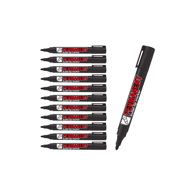 CROWN Permanent Markers Bullet Tip Markers - Pack Of 12