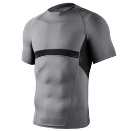 GINGTTO Performance Training Shirt Elastic Fitness Tee Shirts Tight Tee Shirt Man XL Light Grey