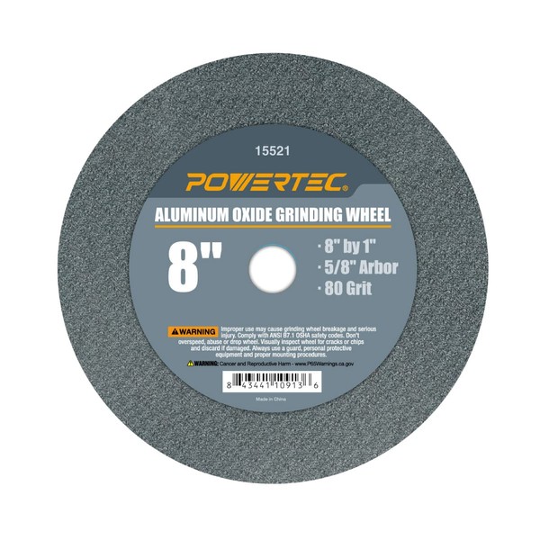POWERTEC Bench Grinder Wheel 8 Inch 80 Grit, Aluminum Oxide