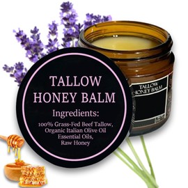 Marromi Beef Tallow for Skin, Marromi Beef Tallow Honey Balm, Marroomi Organic Grass-Fed Beef Tallow Balm with Raw Honey – Natural Soothing Moisturizing, Suitable for All Skin Types (2 Oz, Lavender)