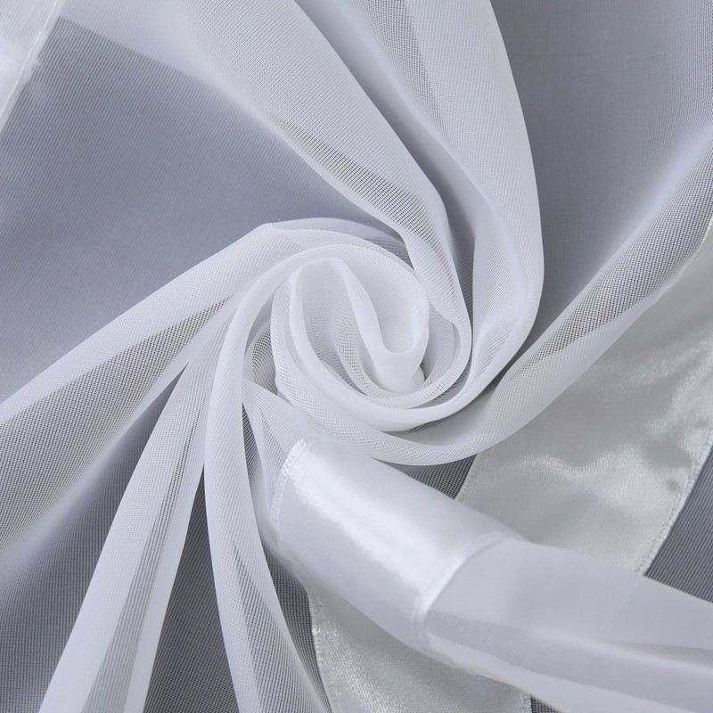 Joyswahl “Julie” Short Voile Curtain with Tabs and Satin Ribbon