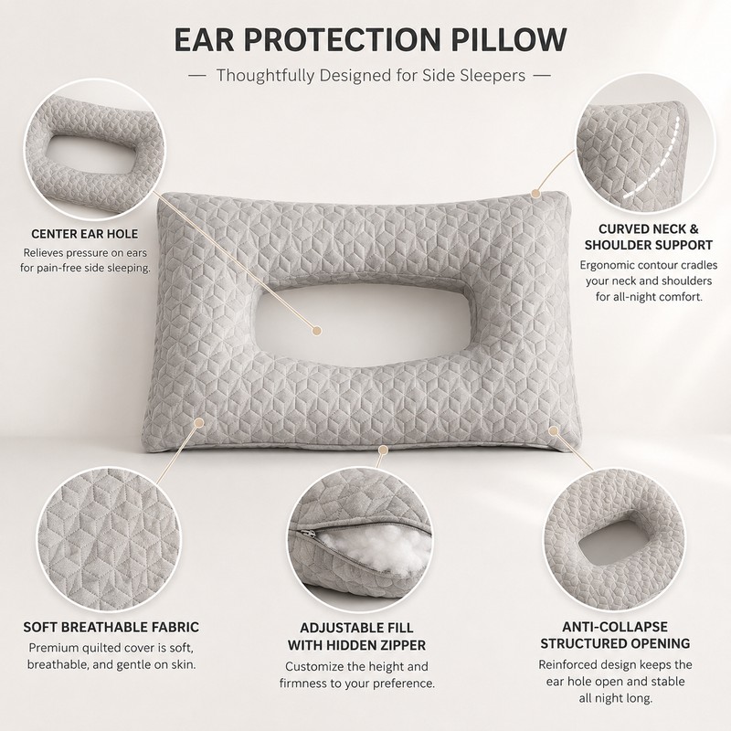 Ear Protection Pillow for Side Sleepers – Donut Ear Hole