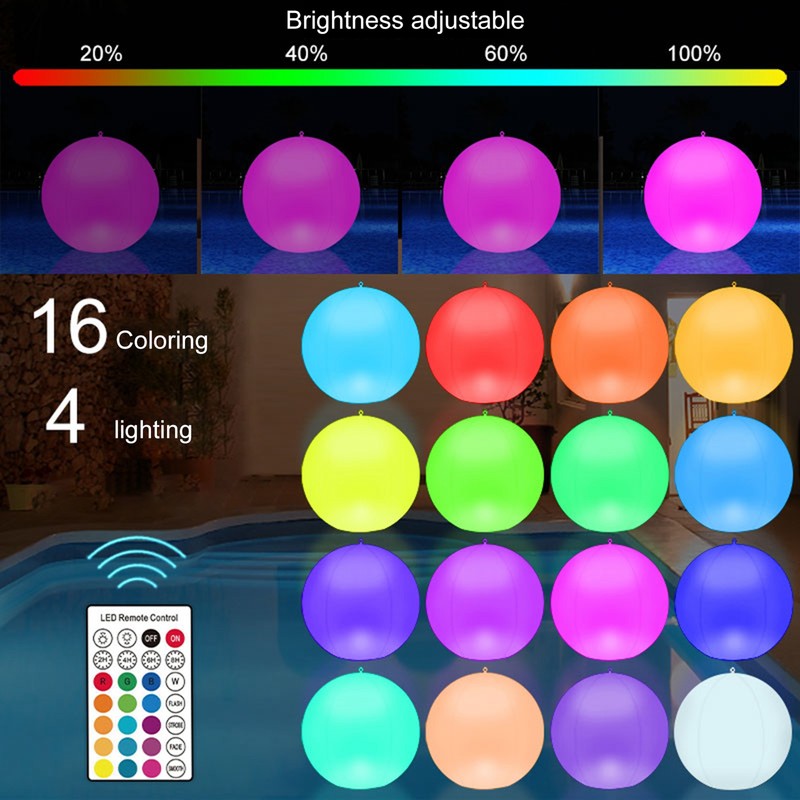 Solar Floating Ball Pool Light IP68 Water Resistant Brightness Adjustment