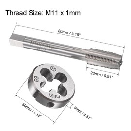 MACHSWON M11x1mm Metric Tap and Die Set,Machine Thread Screw Tap with Round Threading Die,Tap & Die Kit for Nut Screw Bolt Thread Repair