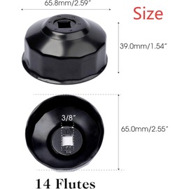 wfljl 65mm Oil Filter Socket Wrench - 14-Flute 3/8" Drive Universal Removal Tool for Motorcycles & ATV/UTV | Non-Slip Chrome Steel Construction | Corrosion-Resistant Fuel Filter Adapter