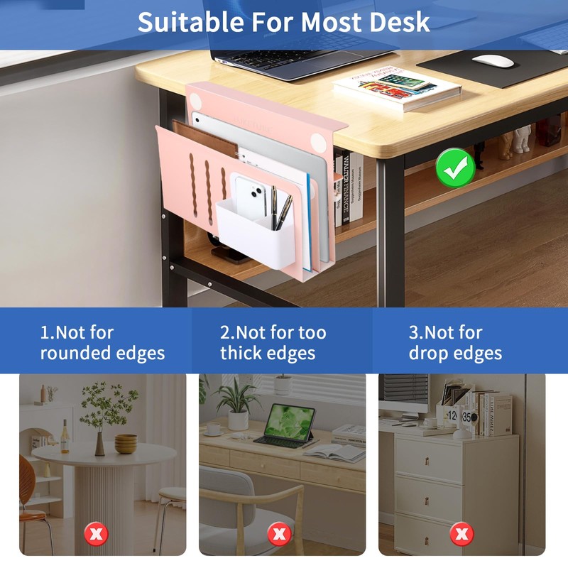 LUKETURE Desk Side Storage, 2 Tier Steel Hanging Organizer, No