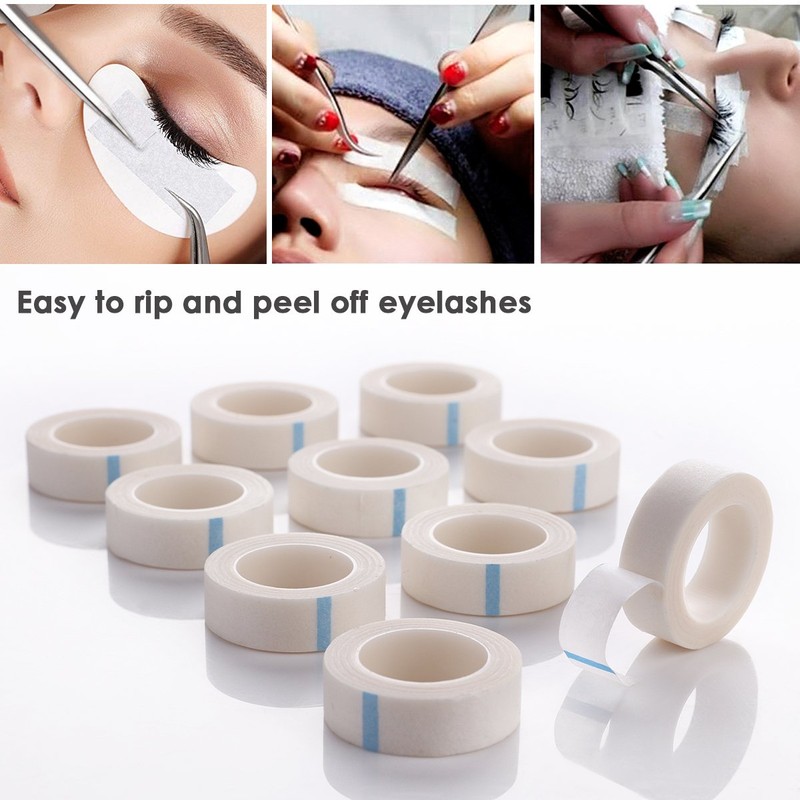 FAMILIFE 10 Rolls Eyelash Tape White Paper Fabric Eyelash Tape