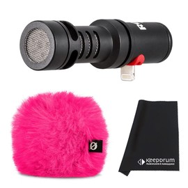 Rode VMML Videomic Me-L Microphone for iOS Mobile Devices + WS9 Wind Protection Pink + Keepdrum Microfibre Cloth