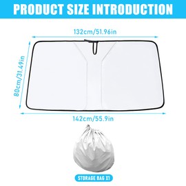FENGQ Sonnenschutz Auto Frontscheibe Sonnenschirm Auto Faltbar Auto Windschutzscheibe Sonnenschirm mit UV-Schutz Sonnenschutz für Auto Hitzeschutz für die meisten Autos und SUV(142 * 80cm)