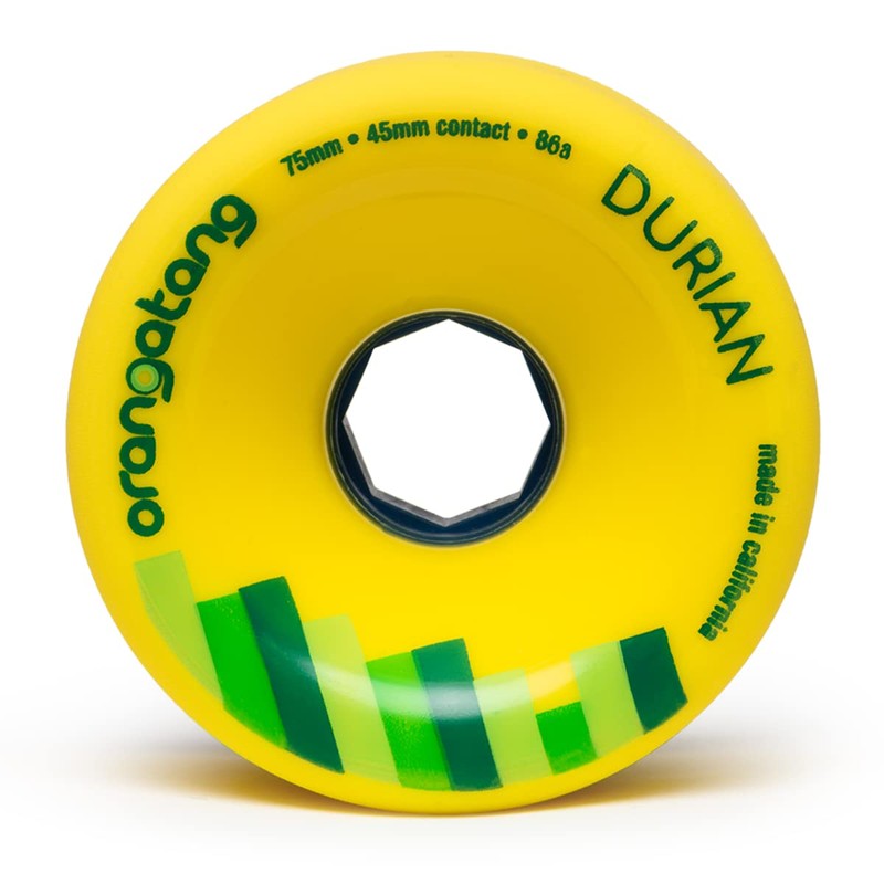Orangatang Durian 75 mm 86a Freeride Longboard Skateboard Wheels (Yellow,