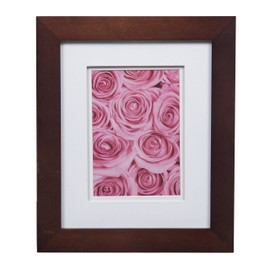 Gallery Solutions Wall Mount Double Mat Picture Frame, 5" x 7" With Mat or 8" x 10" Without Mat, Walnut