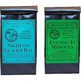 Montana Tea & Spice Trading LLC Montana Tea & Spice Herbal Tea Night on Glacier Bay & Evening in Missoula Teabags Combo Pack
