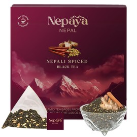 Organic Masala Chai Tea Bags 15 Count, Pyramid Tea Bags from the Himalayas, Spiced Masala Blend Biodegradable 100% Pure Blended with Exotic Spices, Black Tea Bags, Whole Loose Leaf