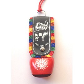 N R Creations RED SWISS COW BELL CAR HANGING DOOR HANGING GIFT ITEM - size 4-1118