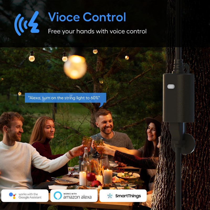 Eva's Light Smart Dimmer Plug, WiFi Outdoor Smart Plug, IP65