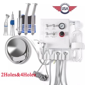 AZDENT Portable Dental Turbine Unit Weak Suction fit for Air Compressor/Han - 2 Hole Full Kit