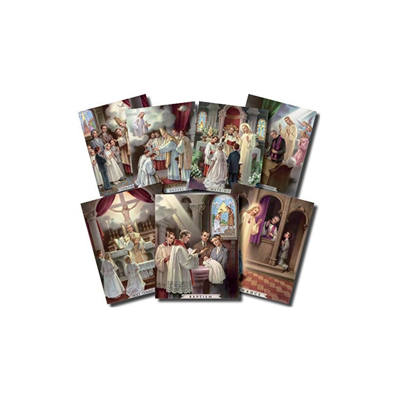 Catholic Posters The Seven Sacraments Illustrated Cardstock Poster Set, 7