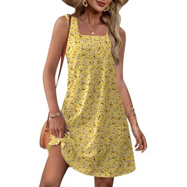 OFEEFAN Yellow Dress Women Summer 2025 Sundresses Casual Boho Beach Clothes Classy Outfits Print 05 L