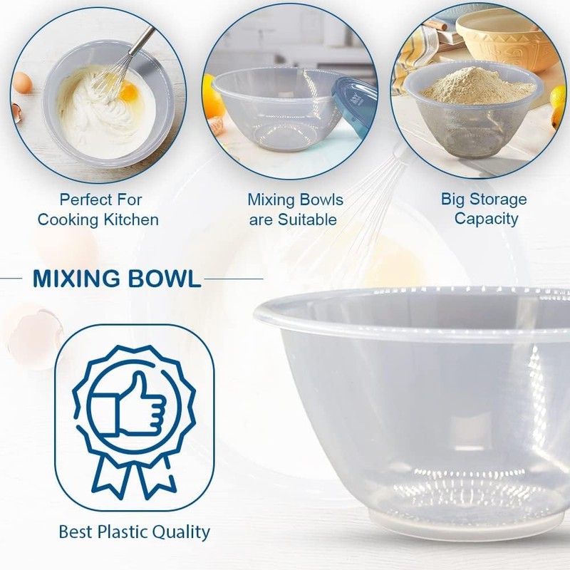 ANGIX 30cm Clear Plastic Kitchen Mixing Bowl, Serving Bowl |