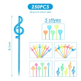 250 Pieces Fruit Forks, Love Fruit Forks, Music Note Fruit Forks, Cocktail Sticks Poker, Dessert Decoration Sticks