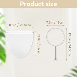 1 Pack Ultra Fine Mesh Strainer Bags, Reusable with Stainless Steel Handle, Filter for Nut Milk, Coffee, Juice, Cheese, Honey, and More (Medium)