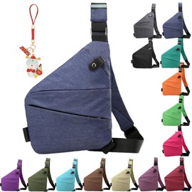 Anti Theft Travel Bag Crossbody, Adjustable Strap Travel Purses Personal Small Item Travel Bag for Women and Men (Right,Blue)