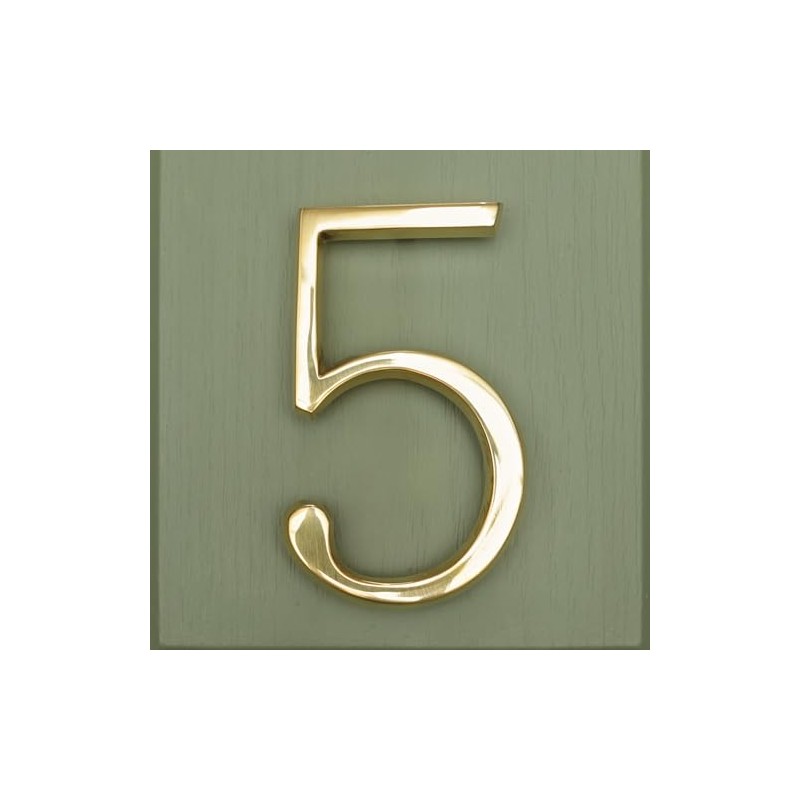 Polished Brass Floatinig House Number | 5 inch Modern Door