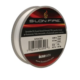 The Beadsmith S-Lon Fire – Braided and Fused Bead Thread – 4lb. Test, 003”/.07mm Diameter, 50 Yard Spool, Crystal Clear Color – Super Strong Stringing Material for Jewelry Making and Bead Weaving