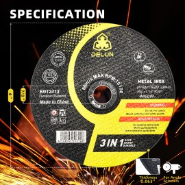 DELUN 6 Inch Thin Metal Cutting Disc - 1/16" Thickness Stainless Steel Cut Off Wheel 7/8" Arbor for Angle Grindermaterial: Aluminum Oxide, grit: 40, size: 150mm