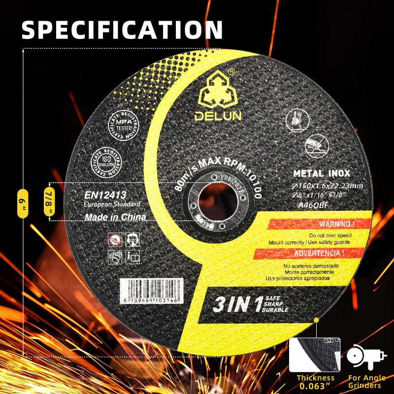 DELUN 6 Inch Thin Metal Cutting Disc - 1/16" Thickness