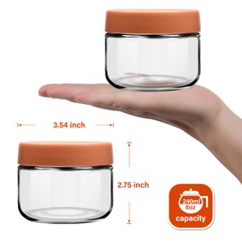 EONJOE 8oz Glass Jars with Lids 1 Cup Small Food Containers for Chia Pudding Jam Snacks Yogurt Overnight Oats Candy,6-Pack