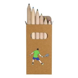 Azeeda 6 x 'Tennis Player' Short 85mm Pencils/Coloured Pencil Set (PE00064048)