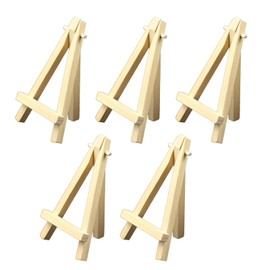 Wooden Table Top Easel, 5pcs 5inch Mini Display Wood Easel Triangular Support Portable Mini Wooden Artist Easel for Weddings Parties