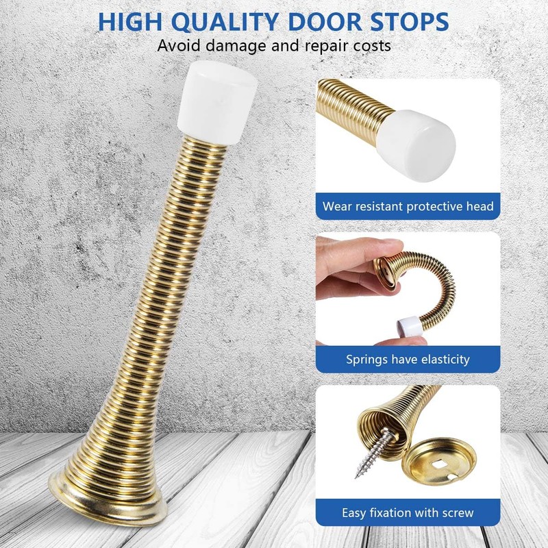 KISEER 12 Pack Spring Door Stops 3 1/4 Inch Flexible