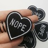 Acxico 5Pcs Nope Black Heart Iron-On/Sew-On Embroidered Patch, Gothic Punk