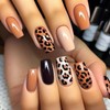 Tyuimhx Leopard Print Press on Nails Medium Square Fake Nails