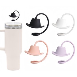 4-Pack Silicone Hat-Shaped Straw Covers with Flexible Tail Loop, Reusable Dust-Proof and Spill-Proof Straw Caps for Tumblers and Water Bottles, Multi-Color Set