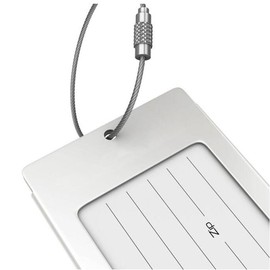 H.W.T Luggage Tags, 2 Pack Metal Rectangular ID Identifier Name Tag Address Labels, Silver