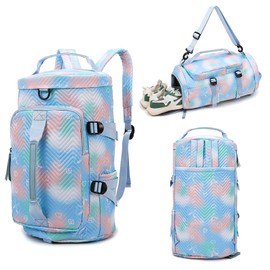 Gym Bag for Men and Women,Travel Duffle Bag,Sports Gym Bag with Shoes Compartment and Wet Pocket,Weekender Overnight Bag (Blue)