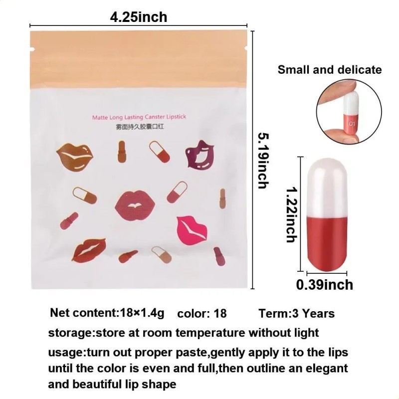 Set 18 Labiales Mate En Barra De Larga Duración 220-m418-18pcs